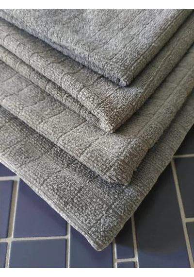 Mikrofiber Süper Emici 4'lü Havlu Seti - Çok Amaçlı Bez 40x40 Cm, Gri Açık Bej