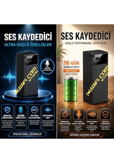 Sese Duyarlı Sensörlü Ses Kayıt Cihazı 16 Gün Şarj Süresi