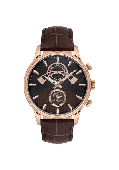 Santa Barbara Polo & Racquet Club Kahverengi Deri Kordon Rose Gold Kasa Spor Erkek Kol Saati Sb.1.10593-4
