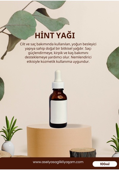 Hint Yağı 100 Ml Saf Doğal Bitkisel Bakım Yağı Saç, Kaş, Kirpik Ve Cilt Bakımı