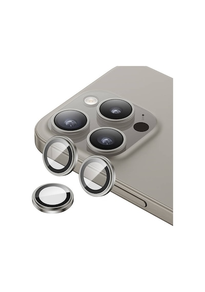 Apple iPhone 15 Pro Max Uyumlu Benks King Kong Corning Kamera Lens Koruyucu Gri