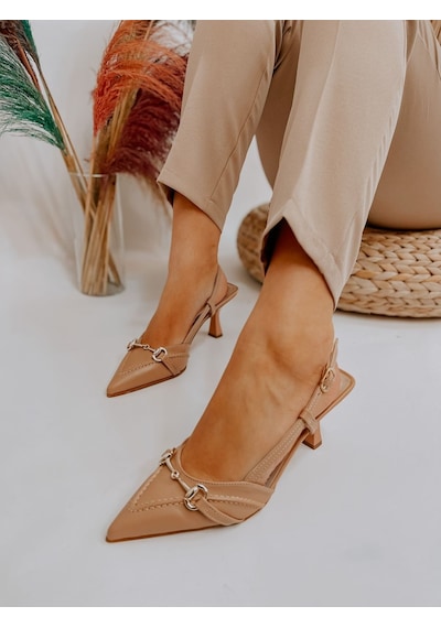 Ervanın Butiği Ten Deri (Moss) Toka Detay Kadın Stiletto Ten Rengi