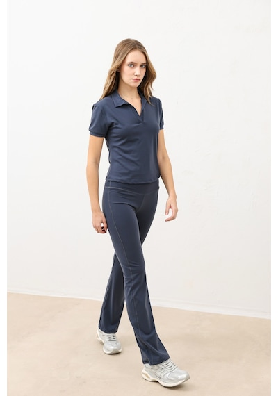 Antioch Polo Yaka Kadın T-shirt Füme