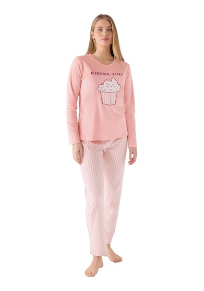 Rolypoly Roly Poly Kadın Pop Corn Cınema Time Uzun Kollu Pijama Takım Pembe