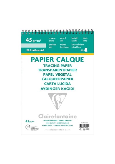 Clairefontaine Tracing Paper Spiralli 30 Yaprak 45G 29.7X42 Cm