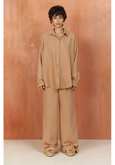 Mai Collection Mai Studios Co. Pedasa Vizon Gömlek Pantolon Takım Vizon