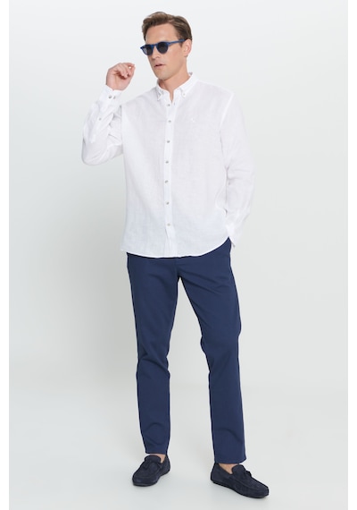 Ac&Co / Altınyıldız Classics Erkek Beyaz Comfort Fit Rahat Kesim %100 Keten Düğmeli Yaka Gömlek Beyaz Ac&Co / Altınyıldız Classics Erkek Beyaz Comfort Fit Rahat Kesim %100 Keten Düğmeli Yaka Gömlek Beyaz