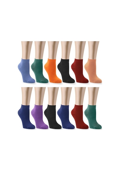 Ozzy Socks Bambu Dikişsiz Kadın Patik Çorap 12 Çift Çok Renkli