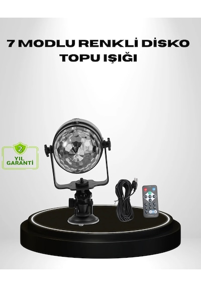 Ritme Duyarlı Led Disko Topu Renkli Işık Gösterili Parti Lambası Siyah