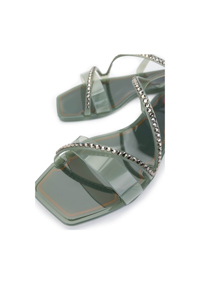 Menghi Kadın Pvc Yeşil Düz Sandalet 774 810e Bn Sndlt Y25 Bırch Yeşil