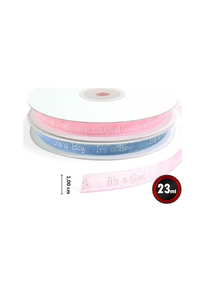 Organze Kurdele, Boy / Girl - 1,0 Cm X 23 Mt - Renk Seçenekli -