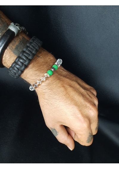 Mryart Şeffaf , Yeşil Cam Boncuk Ve Metal Boncuk Detaylı Bileklik