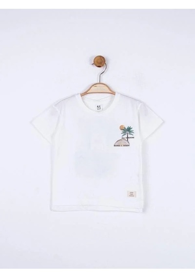 Nk Kids Erkek Bebek Desert Pamuklu Sırtı Baskılı Tshirt-15658 Ekru