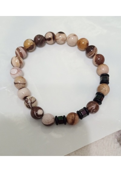 Leopar Jasper Bileklik 8 Mm Krem