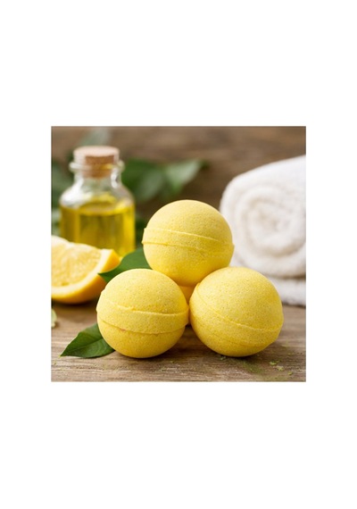 3 Adet 50 Gr. Limon Kokulu Banyo Topu, Nem Bombası, Banyo Bombası, Manikür Ve Pedikür Topu Diğer