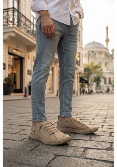 Fort 2065 Bst Rahat Esnek Lastik Bağcıklı Sneaker Erkek Ayakkabı Vizon
