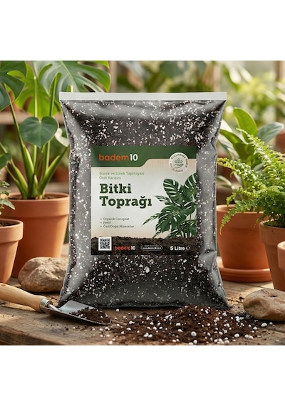 Tr Organik Cocopeat 5x4 20 Litre Perlit Pomza Karışımlı Genel Bitki Çiçek Saksı Bahçe Toprağı Toprak
