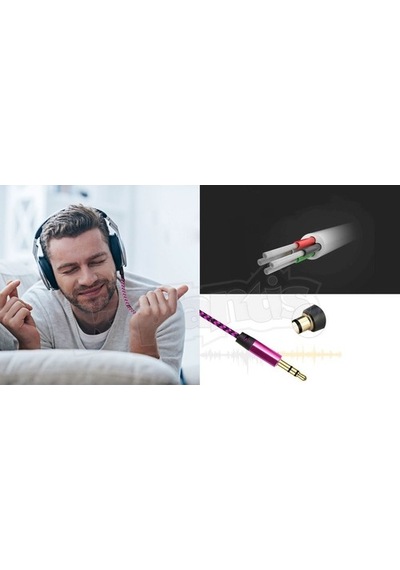 Diwu Aux Stereo 3.5Mm Data Ses Örgü Kablo Pembe (195096676)