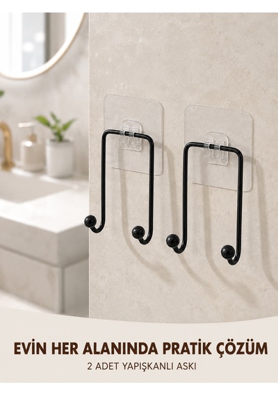 2'li Yapışkanlı Duvar Askısı Mutfak Banyo Ve Ev İçin Askılık Diğer