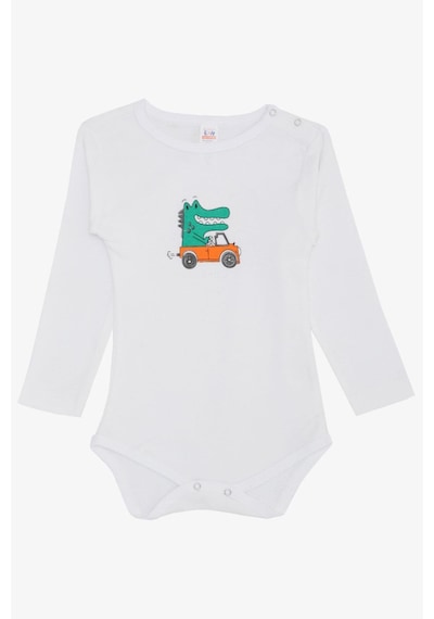 Breeze Erkek Bebek Çıtçıtlı Zıbın Body Şoför Timsahcık Baskılı 9 Ay-3 Yaş, Ekru Ekru