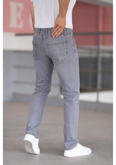 Bürke Premium Erkek Gri Renk Regular Fit Rahat Kesim Esnek Likralı Denim Jeans Kot Pantolon