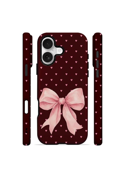 Velvoria Valestra Blush Heart Bow Apple Apple iPhone Uyumlu 16 Plus Darbe Korumalı Kılıf Valestra Select - Blush Heart Bow