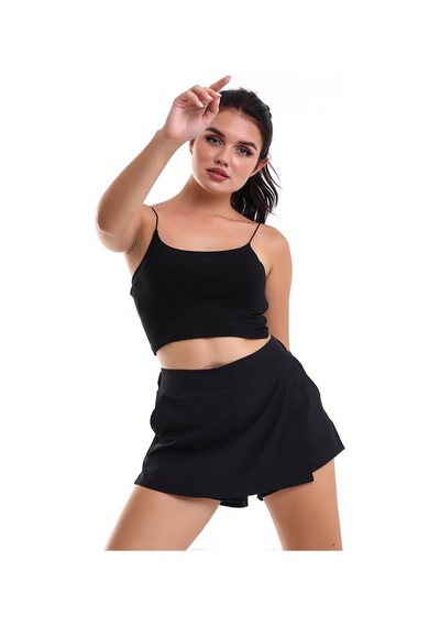Winmoda34 Kadın Spor Şortlu Tenis Eteği Siyah