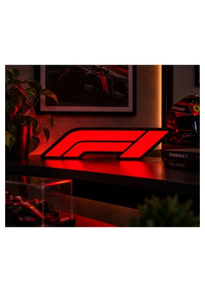 F1 Formula Led Lightbox Dekoratif Masa Lambası Kırmızı Işıklı Prizli Anahtarlı 26x7 Cm Kırmızı