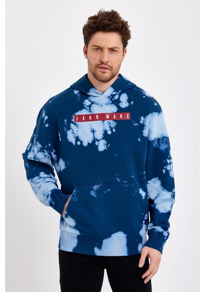 JAHR MARC Oversize Mavi Batik Yıkamalı Sweatshirt - XS Mavi