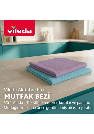 Actifibre Pro Kitchen Mikrofiber Bez, Pva Kaplama, İz Bırakmayan Tasarım