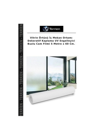 Vitrin Örtüsü İç Mekan Ortamı Dekoratif Kaplama Uv Engelleyici Buzlu Cam Filmi 5 Metre X 60 Cm.