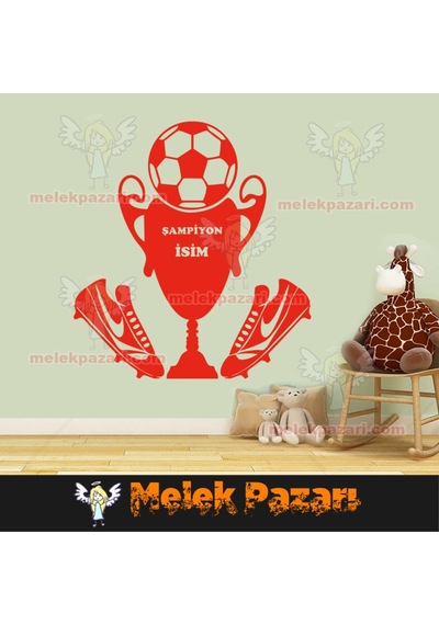 İsim Yazılabilir Şampiyon Futbol Duvar Sticker