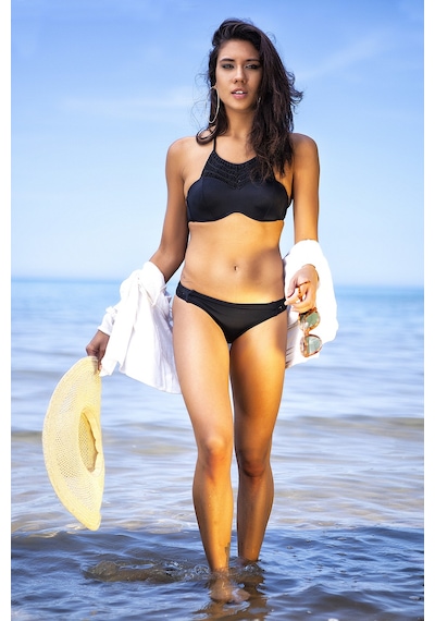 Zi Siyah Dar Kalıp Makrome Içi Boş Kap Bikini Siyah