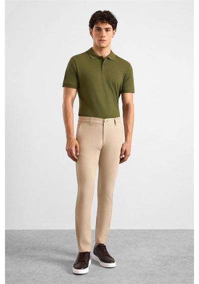 Süvari Bej Slim Düz Armürlü Normal Bel Klasik Pantolon Pn1014400473-bj3