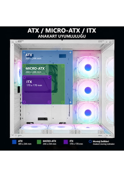 Rampage Arcturus 750w 80+ Beyaz 7 12cm Rgb Fan Oyuncu Bilgisayar Kasası