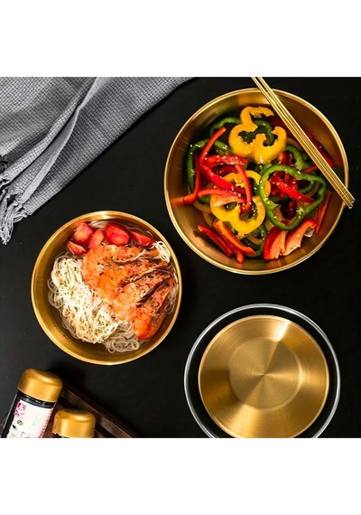 Morponi 3'lü Gold Paslanmaz Çelik Karıştırma Ve Salata Kasesi Çırpma 700-1200-1600 Ml Gold