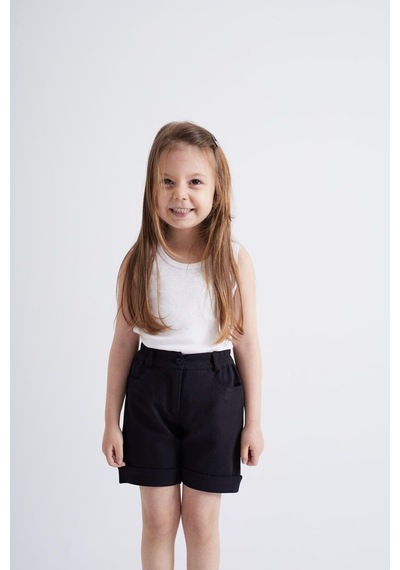 Oliventhekid Taşlı Detaylı Kız Çocuk Şort Siyah Siyah