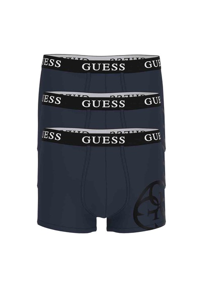 Guess Erkek Placed Logo 3'lü Boxer - Lacivert Lacivert