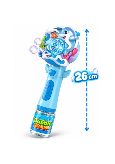 Oyuncak Işıklı Tam Otomatik Köpük Makinesi 26 Cm 4 Pilli Baloncuk Oyuncağı Köpük Sıvılı 3 Renk Mavi