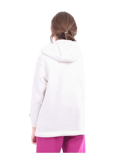 Kız Çocuk Oversize Kapüşonlu Cepli Düşük Omuz Baskılı Sweatshirt - Beli Ayarlanabilir & 3 İplik Şardonlu Ekru Kız Çocuk Oversize Kapüşonlu Cepli Düşük Omuz Baskılı Sweatshirt - Beli Ayarlanabilir & 3 İplik Şardonlu Ekru