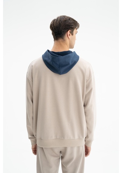 AR-MA Arma Erkek Oversize Şardonsuz 3 İplik Kanguru Cepli Kapşonlu Sweatshirt 001