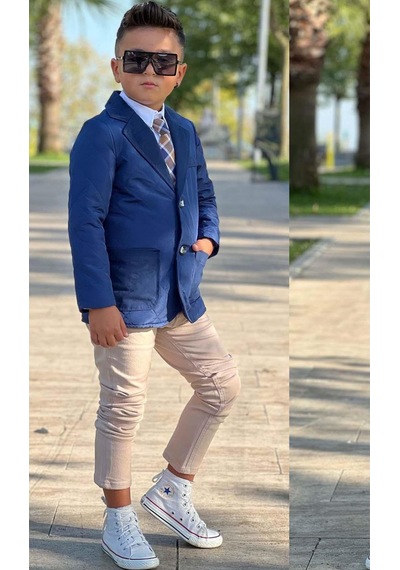 Riccotarz Erkek Çocuk Klasik Gömlek Kravatlı Kapitone Mavi Mont Slim Pantolon Kesim Pantolon Alt Üst Takım Mavi Riccotarz Erkek Çocuk Klasik Gömlek Kravatlı Kapitone Mavi Mont Slim Pantolon Kesim Pantolon Alt Üst Takım Mavi
