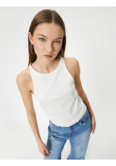 Koton Bisiklet Yaka Atlet Slim Fit Ekru 4sal30070ık Ekru