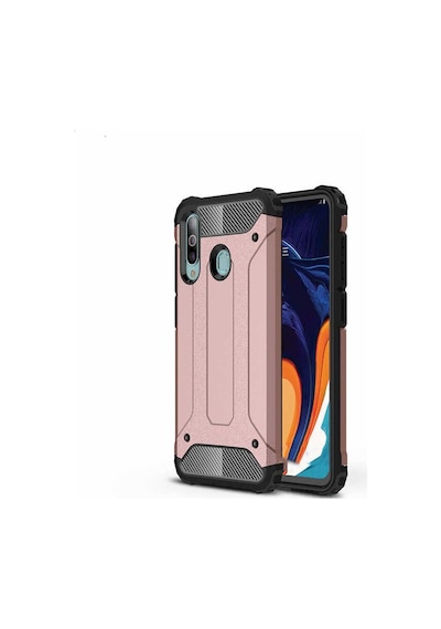 Ekılıf - Samsung Galaxy A20s Uyumlu Kılıf Çift Katman Zırh Tank Crash Military Kapak - Rose Gold