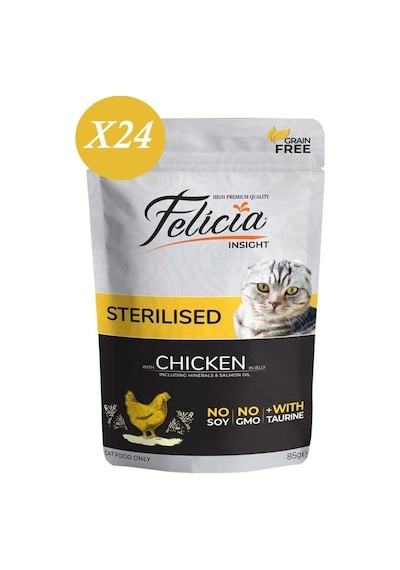 Felicia Tavuk Taurinli Tahılsız Kısır Kedi Konservesi 85gr 24 Adet