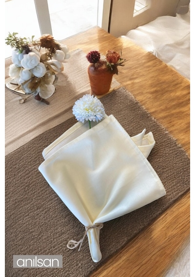 Tekli %100 Pamuk Kumaş Peçete Beyaz 50x50 Cm Mutfak Bezi Sofra Sunum Servis Peçetesi