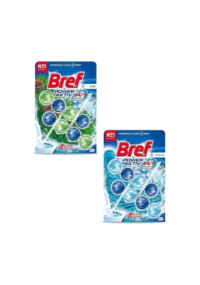 Bref Wc Power Aktiv Duopack Katı Tuvalet Bloğu 1 Çam 1 Okyanus, 2 X 2'Li Paket