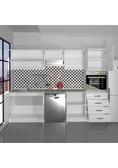 Decoraktiv Elite 280yq Ankastre Boy Dolaplı Mdf Hazır Mutfak Dolabı - Tezgah Dahil - Parlak Beyaz Decoraktiv Elite 280yq Ankastre Boy Dolaplı Mdf Hazır Mutfak Dolabı - Tezgah Dahil - Parlak Beyaz