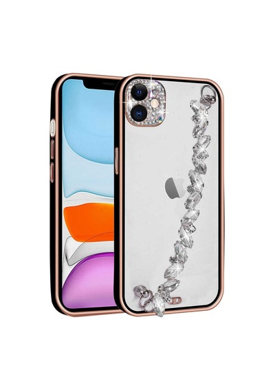 Apple Uyumlu iPhone 11 Uyumlu Taş Süslemeli Kamera Korumalı El Tutamaçlı Zore Blazer Kılıf-siyah Siyah -