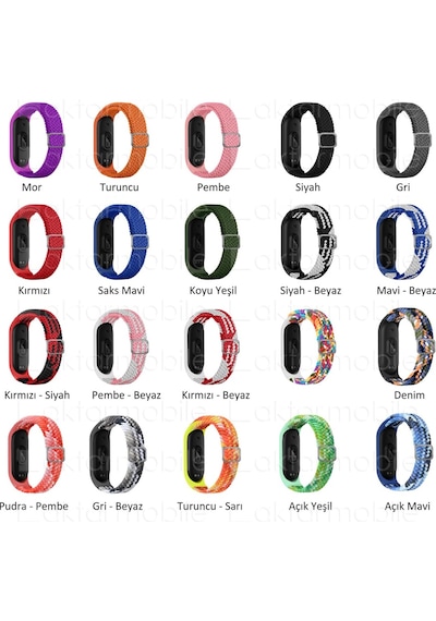 Xiaomi Mi Band 5 Kordon Örgü Loop Kayış Metal Tokalı Bileklik
